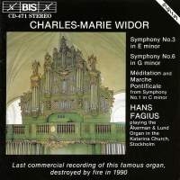 Widor Charles-Marie - Organ Symphony 3 + 6 in the group OUR PICKS / Christmas gift tip CD at Bengans Skivbutik AB (2006864)