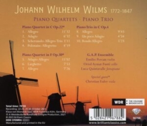 Wilms Johann Wilhelm - Piano Quartets & Piano Trio in the group CD / Klassiskt at Bengans Skivbutik AB (4242240)