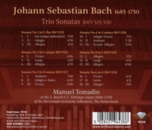 Bach Johann Sebastian - Trio Sonatas Bwv 525-530 in the group Externt_Lager / at Bengans Skivbutik AB (4261289)