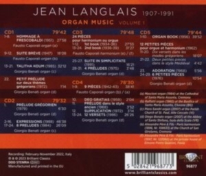 Langlais Jean - Organ Music, Vol. 1 (5Cd) in the group Externt_Lager / at Bengans Skivbutik AB (4261318)