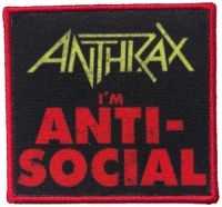 Anthrax - Patch Anti-Social (7,6 X 8,1 Cm) in the group MERCHANDISE / Accessoarer / Hårdrock at Bengans Skivbutik AB (4379907)