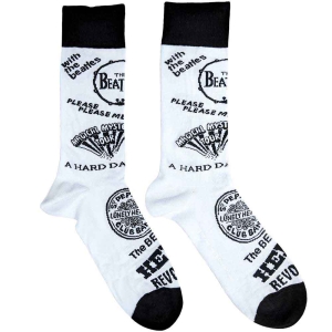 The Beatles - Albums Monochrome  Wht Socks (Eu 40-45) in the group MERCHANDISE / Merch / Pop-Rock at Bengans Skivbutik AB (4395727)