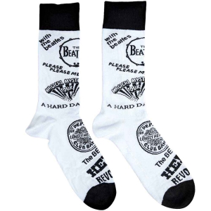 The Beatles - Albums Monochrome Wht Socks (Eu 40-45) in the group MERCHANDISE / / at Bengans Skivbutik AB (4395727)