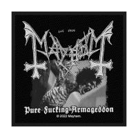 Mayhem - Patch - Pure Fucking Armageddon in the group MERCHANDISE / Accessoarer / Hårdrock at Bengans Skivbutik AB (5513961)