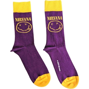 Nirvana - Yellow Smiley Uni Purp Socks (Eu 40-45) in the group MERCHANDISE / / at Bengans Skivbutik AB (5536153)