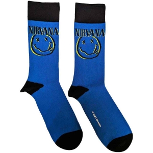 Nirvana - Inverse Smiley Uni Blue Socks (Eu 40-45) in the group MERCHANDISE / Merch / Hårdrock at Bengans Skivbutik AB (5536155)