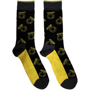 Nirvana - Yellow Smiley Uni Bl Socks (Eu 39-45) in the group MERCHANDISE / / at Bengans Skivbutik AB (5536159)