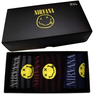 Nirvana - Smiley Stripes Uni 3-Pack Socks (Eu 39-4 in the group MERCHANDISE / / at Bengans Skivbutik AB (5536162)