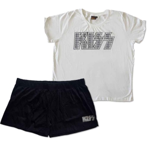 Kiss - Logo Infill Lady Wht/Bl Summer Pyjamas: in the group MERCHANDISE / Merch / Hårdrock at Bengans Skivbutik AB (5540910r)