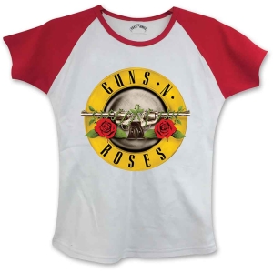 Guns N Roses - Circle Logo Lady Wht/Red S/S Raglan: S in the group MERCHANDISE / T-shirt / Heavy Metal at Bengans Skivbutik AB (5541709)