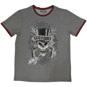Guns N Roses - Faded Skull Ringer Uni Grey    S in the group MERCHANDISE / T-shirt / Hårdrock at Bengans Skivbutik AB (5542211r)