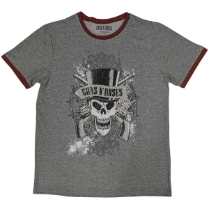 Guns N Roses - Faded Skull Ringer Uni Grey S in the group MERCHANDISE / T-shirt / Heavy Metal at Bengans Skivbutik AB (5542211r)