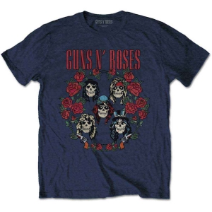 Guns N Roses - Skulls Wreath Uni Navy S in the group MERCHANDISE / T-shirt / Heavy Metal at Bengans Skivbutik AB (5542233r)