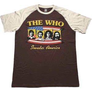 The Who - Invades America Uni Brown/Natrl Raglan: in the group MERCHANDISE / T-shirt / Pop-Rock at Bengans Skivbutik AB (5542579r)