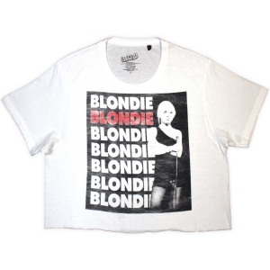 Blondie - Stacked Logo Lady Wht Crop Top: in the group MERCHANDISE / T-shirt / Pop-Rock at Bengans Skivbutik AB (5543152r)