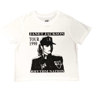 Janet Jackson - Rhythm Nation Uni Wht Crop Top: in the group MERCHANDISE / T-shirt / Pop-Rock at Bengans Skivbutik AB (5543164r)