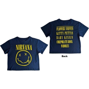 Nirvana - Yellow Smiley Flower Sniffin Lady Denim in the group MERCHANDISE / T-shirt / Heavy Metal at Bengans Skivbutik AB (5543173r)
