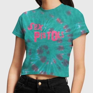 Sex Pistols - Logo Lady Green Dip-Dye Crop Top: in the group MERCHANDISE / T-shirt / Punk at Bengans Skivbutik AB (5543187r)