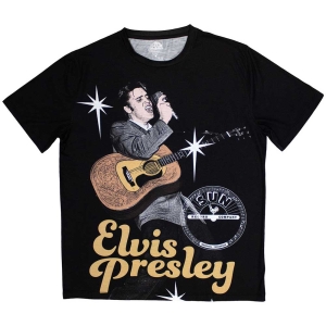 Elvis Presley - Elvis Mic Uni Bl Sublim in the group MERCHANDISE / T-shirt / Pop-Rock at Bengans Skivbutik AB (5544011r)