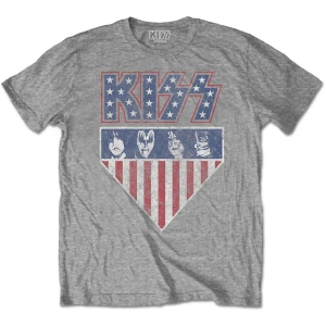 Kiss - Stars And Stripes Uni Grey  in the group MERCHANDISE / T-shirt / Hårdrock at Bengans Skivbutik AB (5544876r)