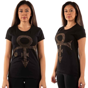 Prince - Gold Symbol Diamante Lady Bl  in the group MERCHANDISE / T-shirt / Pop-Rock at Bengans Skivbutik AB (5545878r)