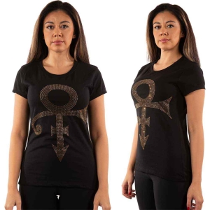 Prince - Gold Symbol Diamante Lady Bl in the group MERCHANDISE / T-shirt / Pop-Rock at Bengans Skivbutik AB (5545878r)