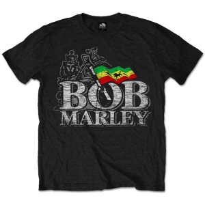 Bob Marley - Distress Logo Uni Bl in the group MERCHANDISE / T-shirt / Reggae at Bengans Skivbutik AB (5545995)