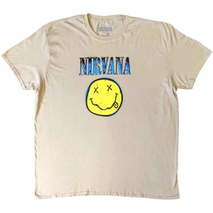 Nirvana - Xerox Happy Face Blue Uni Sand in the group MERCHANDISE / T-shirt / Pop-Rock at Bengans Skivbutik AB (5546364)