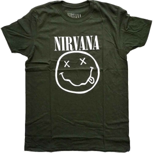 Nirvana - White Happy Face Uni Green  in the group MERCHANDISE / T-shirt / Pop-Rock at Bengans Skivbutik AB (5546459r)