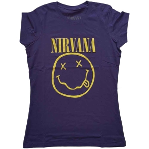 Nirvana - Yellow Happy Face Lady Purp in the group MERCHANDISE / T-shirt / Pop-Rock at Bengans Skivbutik AB (5546462r)