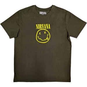Nirvana - Yellow Happy Face Uni Green in the group MERCHANDISE / T-shirt / Pop-Rock at Bengans Skivbutik AB (5546463r)