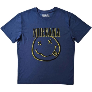 Nirvana - Inverse Happy Face Uni Blue  in the group MERCHANDISE / T-shirt / Pop-Rock at Bengans Skivbutik AB (5546476r)