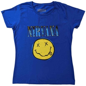 Nirvana - Xerox Happy Face Blue Uni Blue in the group MERCHANDISE / T-shirt / Pop-Rock at Bengans Skivbutik AB (5546479r)