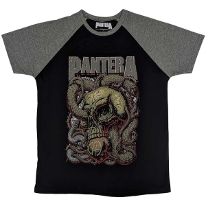 Pantera - Serpent Skull Uni Bl/Grey Raglan in the group MERCHANDISE / T-shirt / Hårdrock at Bengans Skivbutik AB (5546634r)