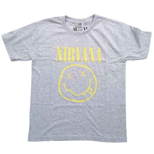 Nirvana - Happy Face Boys T-Shirt Heather in the group MERCHANDISE / Merch / Pop-Rock at Bengans Skivbutik AB (5548772r)