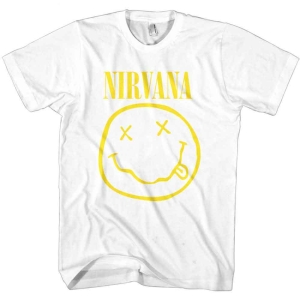 Nirvana - Happy Face Boys T-Shirt Wht in the group MERCHANDISE / Merch / Pop-Rock at Bengans Skivbutik AB (5548774r)