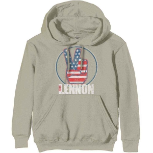 John Lennon - Peace Fingers Us Flag Uni Sand Hoodie in the group MERCHANDISE / Hoodies / Pop-Rock at Bengans Skivbutik AB (5552906r)