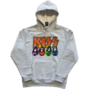 Kiss - Logo, Faces & Icons Uni Grey Hoodie in the group MERCHANDISE / Hoodies / Hårdrock at Bengans Skivbutik AB (5552916r)