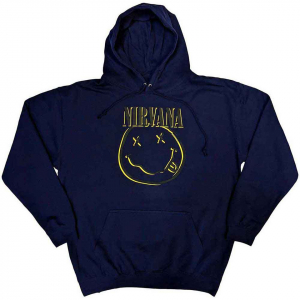 Nirvana - Inverse Happy Face Uni Navy Hoodie in the group OTHER / Övrigt / at Bengans Skivbutik AB (5553893r)