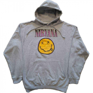 Nirvana - Xerox Happy Face Pink Grey Hoodie in the group OTHER / Övrigt / at Bengans Skivbutik AB (5553895r)