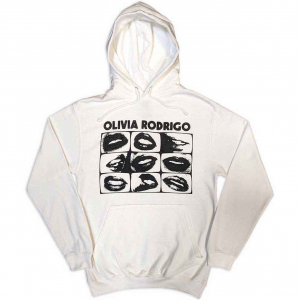 Olivia Rodrigo - Threshold Lips Grid Uni Wht Hoodie in the group OTHER / Övrigt / at Bengans Skivbutik AB (5553915r)