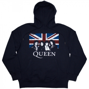 Queen - Vtge Union Jack Uni Navy Hoodie in the group OTHER / Övrigt / at Bengans Skivbutik AB (5553960r)