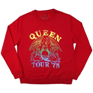 Queen - Tour 75 Crest Uni Red Sweatshirt in the group MERCHANDISE / Sweatshirt / Pop-Rock at Bengans Skivbutik AB (5553969r)