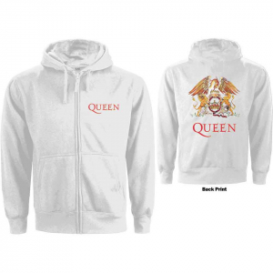Queen - Classic Crest Lady Wht Zip Hoodie in the group OTHER / Övrigt / at Bengans Skivbutik AB (5553972r)