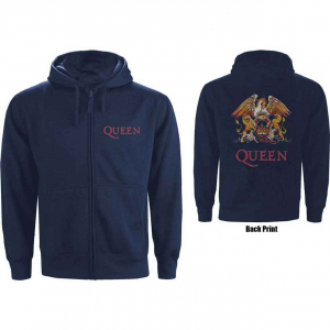 Queen - Classic Crest Navy Zip Hoodie in the group OTHER / Övrigt / at Bengans Skivbutik AB (5553975r)