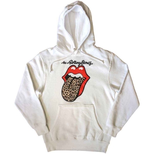 Rolling Stones - Leopard Tongue Uni Wht Hoodie in the group MERCHANDISE / Hoodies / Pop-Rock at Bengans Skivbutik AB (5554685r)