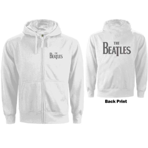 The Beatles - Drop T Logo B-Print Lady Wht Zip Hoodie  in the group MERCHANDISE / Hoodies / Pop-Rock at Bengans Skivbutik AB (5555333r)