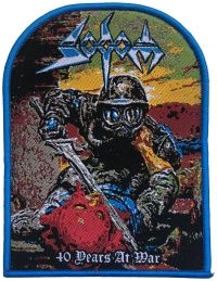 Sodom - Patch 40 Years At War Blue Border ( in the group MERCHANDISE / Accessoarer / Nyheter / Hårdrock at Bengans Skivbutik AB (5562694)