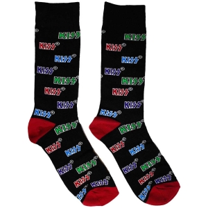 Kiss - Coloured Logos Patt Bl Socks (Eu 39-45) in the group MERCHANDISE / Merch / Hårdrock at Bengans Skivbutik AB (5564506)