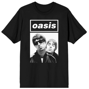 Oasis - Noel & Liam Boxed Photo Uni Bl T-Shirt in the group MERCHANDISE / T-shirt / Pop-Rock at Bengans Skivbutik AB (5566072r)